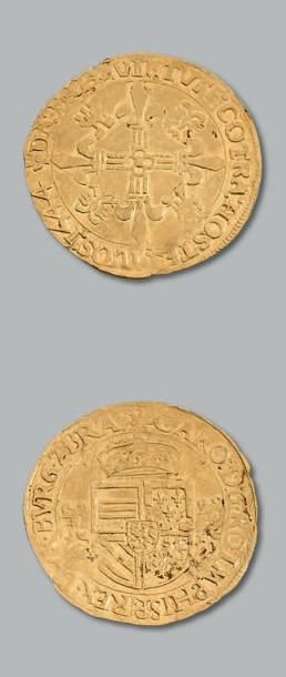 null PAYS-BAS ESPAGNOLS:
CHARLES QUINT (1506-1555) Couronne d'or. 1544. Anvers.
Fr....