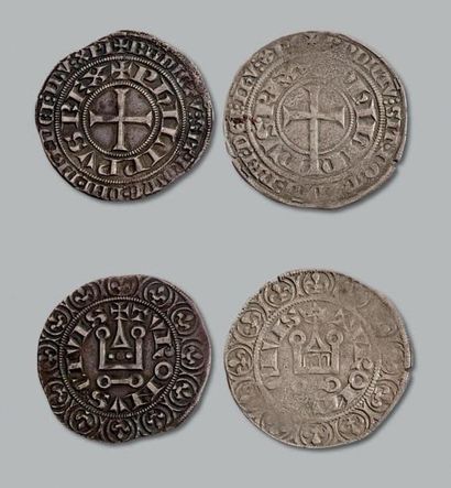 null PHILIPPE V (1316-1322): Gros tournois.
CHARLES IV (1322-1328):
Maille blanche:...