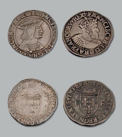 null FRANÇOIS Ier (1515-1547) Teston: 4 exemplaires. Rouen, 3e type - Lyon, 13e type...