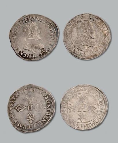 null HENRI IV (1589-1610) Demi franc: 3 exemplaires. 1592, Bordeaux - 1603, Aix et...