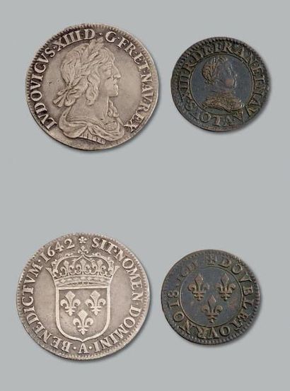 null LOUIS XIII (1610-1643) Demi franc, 2e type. Saint-Lô.
Quart d'écu: 3 exemplaires...