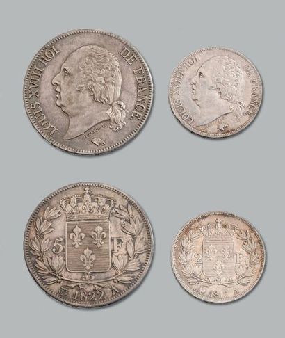 null LOUIS XVIII (1815-1824) 5 francs: 2 exemplaires. 1815Q (Première Restauration)...