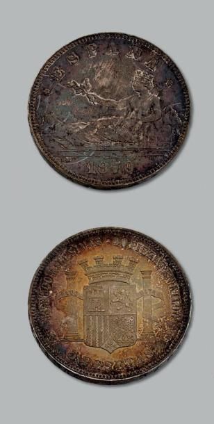 null GOUVERNEMENT PROVISOIRE (1868-1871) 5 pesetas. 1870. Madrid. G. 2. Splendid...