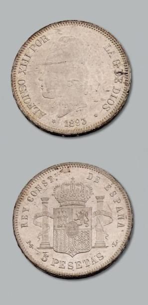 null ALFONSE XIII (1886-1931) 5 pesetas. 1893. C. 9b. Splendide.