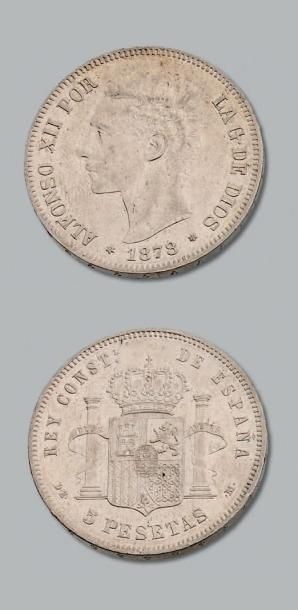 null ALFONSE XIII (1886-1931) 5 pesetas: 5 exemplaires d'Amédéo Ier à Alfonse XIII.
1871,...