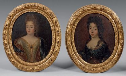 ÉCOLE FRANÇAISE de la fin du XVIIe siècle Portrait de femme Deux huiles sur toile...