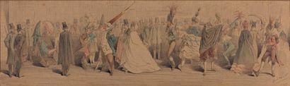 Charles TRONSENS dit Carlo GRIPP (1830-1901) Scène de carnaval Plume et aquarelle,...