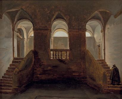 Attribué à François Marius GRANET (1775-1849) 
Intérieur du vestibule du Palais Barberini...