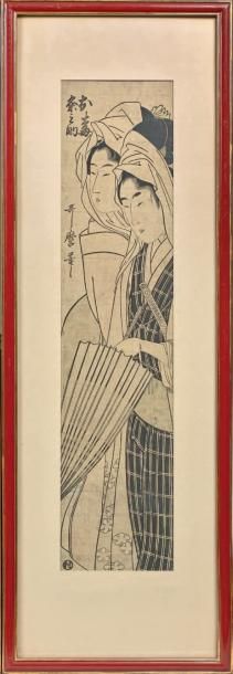 KITAGAWA UTAMARO I (1753-1806) Hashira-e, les deux amants Oume et Kumenosuke, la...