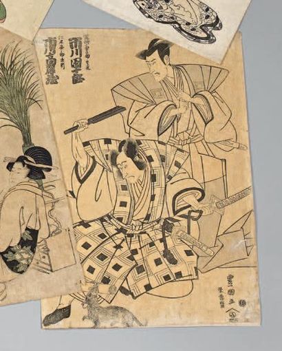 Utagawa Toyokuni I (1769-1825) Oban tate-e, portrait en pied de deux acteurs,
Ichikawa...