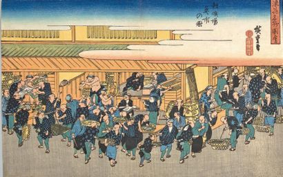 Utagawa Hiroshige (1797-1858) Oban yoko-e de la série Naniwa meisho zue, les vues...