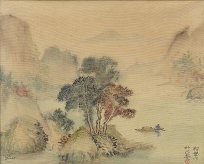 CHINE - LIAO XINXUE (1903-1958) Deux peintures, encre et couleurs sur soie, représentant...