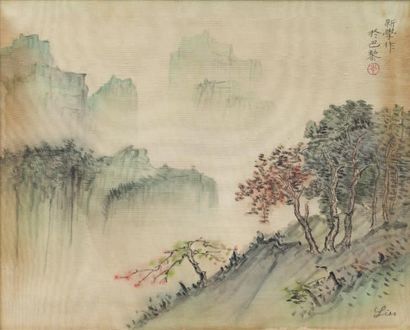 CHINE - LIAO XINXUE (1903-1958) Deux peintures, encre et couleurs sur soie, représentant...