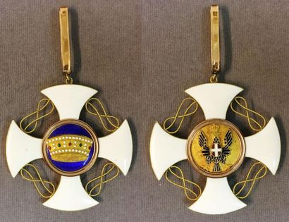 null Italie - Ordre de la Couronne, fondé en 1868, croix de commandeur en or et émail,...