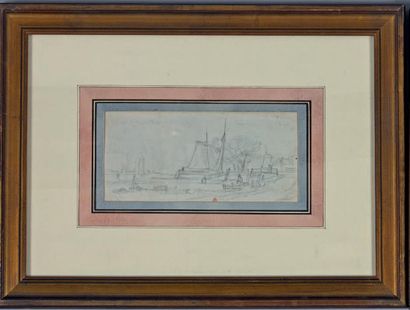 AUGUSTE ANASTASI (1820-1889) Paysage fluvial
Crayon noir.
9,1 x 20 cm
Cachet de la...