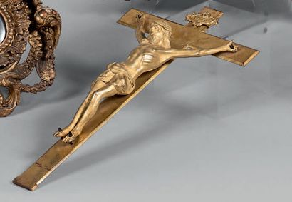 null Crucifix en bronze doré. Christ en bronze doré amati, le perizonium noué.
Époque...