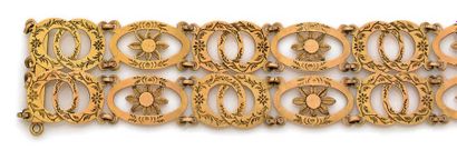 null Bracelet deux rangs et collier draperie formant parure composés de motifs ronds...