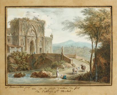 Louis BEGUYER de CHANCOURTOIS (1757-1817) Vue de la porte d'entrée du fort de l'abbaye...