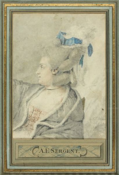 Antoine-Louis SERGENT dit SERGENT-MARCEAU (1751-1847) Portrait de femme Pierre noire,...