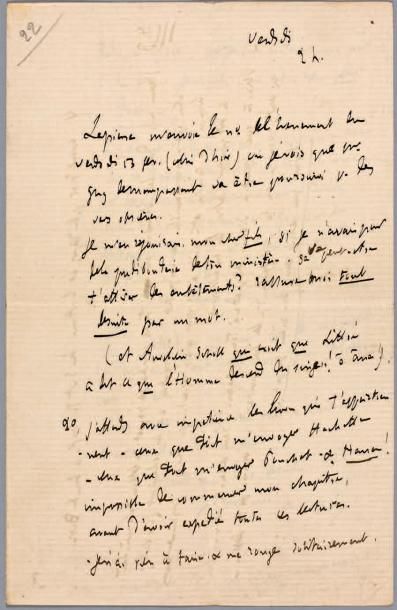 FLAUBERT (Gustave) Lettre autographe signée «ton vieux» [À GUY DE MAUPASSANT]. [Croisset],...