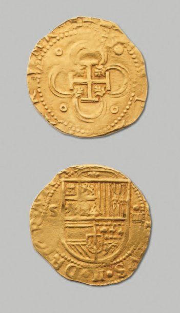 null PHILIPPE II (1556-1598) 4 Escudos. Séville. Fr. 158 TTB.