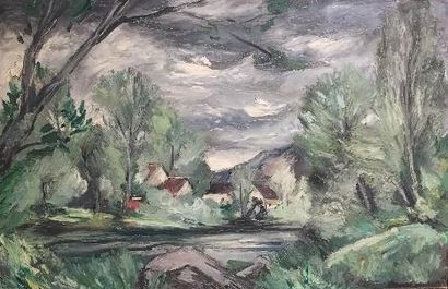 null Anders OSTERLIND (1887 - 1960)
Le hameau, 1933
Huile sur toile, signée et datée...