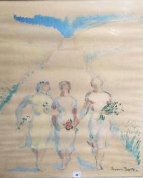 null Suzanne TOURTE (1904 - 1979)
Printemps
Aquarelle, signée en bas à droite
47...