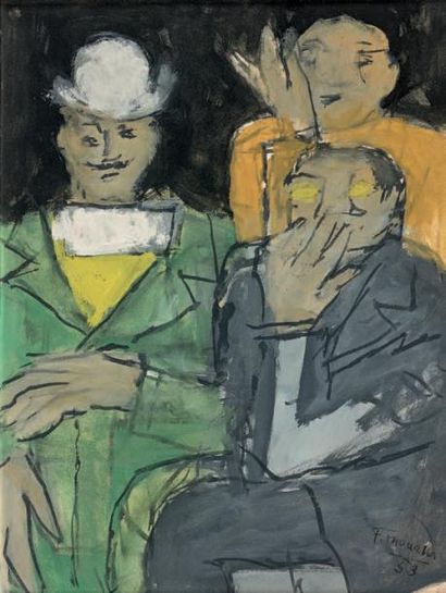 Fikret MOUALLA (1903-1967) 
Trois personnages, 1953
Gouache, signée et datée 53 en...