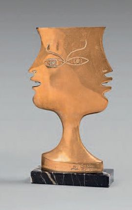 D'après Jean COCTEAU 
Les Cyclades Épreuve en bronze doré, signée, datée 1970, numérotée...