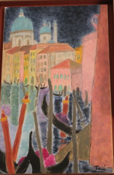 Georgette TAVE (1925-2008) 
Venise, échappée sur le Grand Canal
Gouache vernissée,...