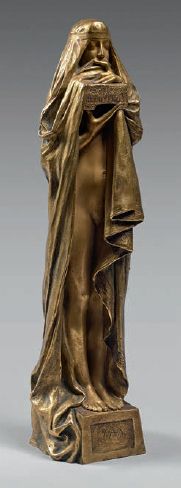 Pierre Félix FIX-MASSEAU (1869-1937) 
«Le secret»
Épreuve en bronze à patine dorée.
Fonte...