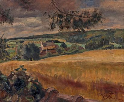 Henri LE FAUCONNIER (1881-1946) 
Le champs de blé à Ploumanach, vers 1927
Huile sur...