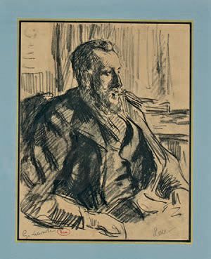 Maximilien Luce (1858-1941) 
Portrait de Georges Lecomte
Dessin au crayon noir, signé...