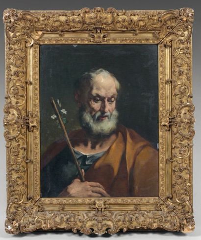 ÉCOLE ITALIENNE du XVIIIe siècle Saint Joseph Huile sur toile, rentoilée. 63 x 50,5...