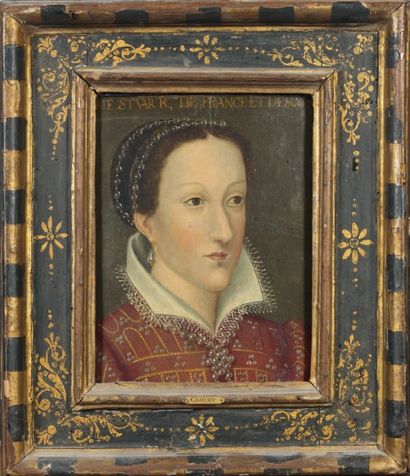 ÉCOLE FRANÇAISE du XVIIe siècle Portrait de Marie Stuart Huile sur panneau. Annotée...
