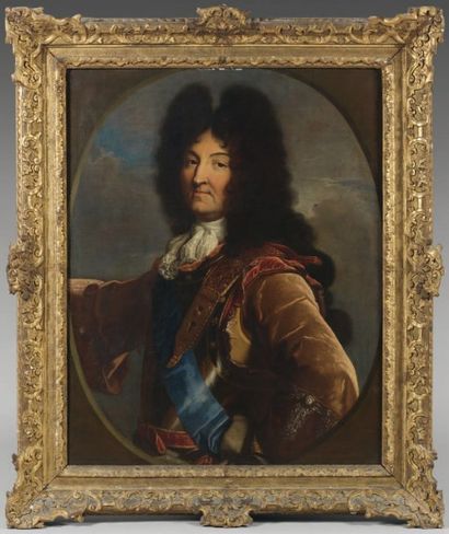 Atelier de Hyacinthe RIGAUD (1659-1743) Portrait de Louis XIV Huile sur toile, rentoilée....