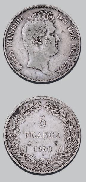 null LOUIS-PHILIPPE (1830-1848)
5 francs, tête nue, sans le «I», tranche en relief....