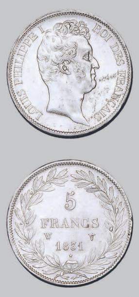 null LOUIS-PHILIPPE (1830-1848)
5 francs, tête nue. 1831. Lille.
G. 676. Splendi...