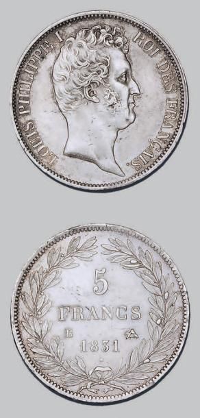 null LOUIS-PHILIPPE (1830-1848)
5 francs, tête nue, tranche en relief. 1831. Rouen.
G....