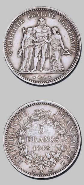 null DEUXIÈME RÉPUBLIQUE (1848-1852)
5 francs, type Hercule. 1848. Bordeaux.
G. 683....