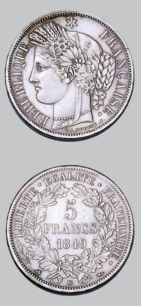 null DEUXIÈME RÉPUBLIQUE (1848-1852)
5 francs, type Cérès. 1849. Strasbourg.
G. 719....
