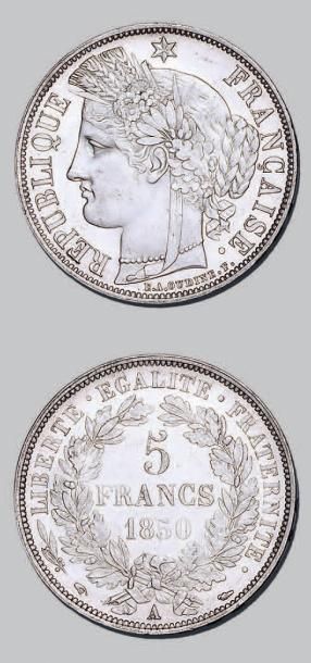 null DEUXIÈME RÉPUBLIQUE (1848-1852)
5 francs, type Cérès. 1850. Paris.
G. 719. ...