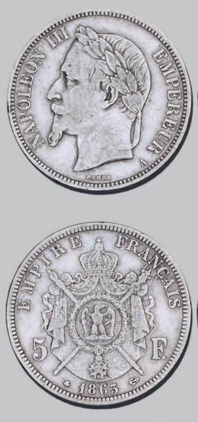 null SECOND EMPIRE (1852-1870)
5 francs Napoléon III, tête laurée. 1863. Paris.
G....