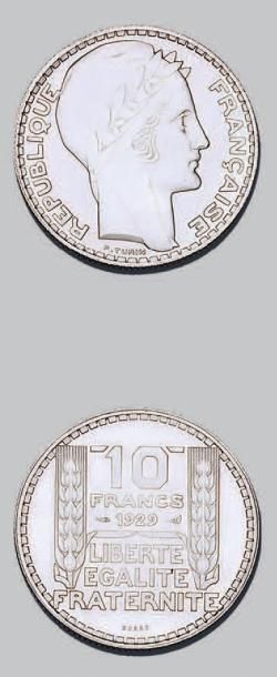 null TROISIÈME RÉPUBLIQUE (1871-1940)
10 francs, type Turin. 1929. Essai. Argent.
G....