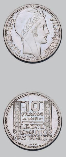 null ÉTATS FRANÇAIS (1940-1944)
10 francs, type Turin. 1945. Essai. Cupro-nickel.
G....
