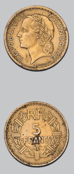 null ÉTATS FRANÇAIS (1940-1944)
5 francs, type Lavrillier. 1947. Cupro-nickel.
G....