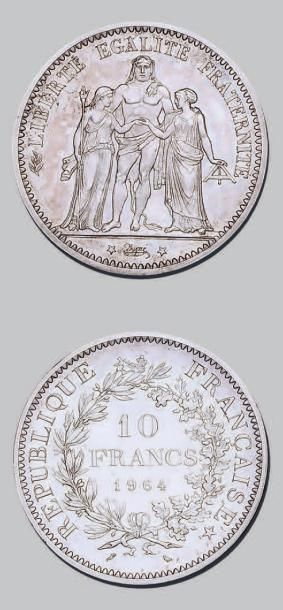 null CINQUIÈME RÉPUBLIQUE
10 francs, type Hercule. 1964. Sans le mot «Essai».
Argent.
G....