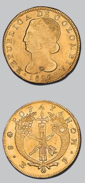 null COLOMBIE: République (1821-1837)
8 escudos or. 1827. Popayan.
FR. 68. TTB à...
