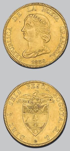 null RÉPUBLIQUE de NOUVELLE GRENADE (1837-1859)
16 pesos. 1838. Bogota.
Fr. 74. TTB...