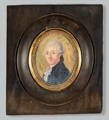 Ecole française dans le goût du XVIIIe siècle Portrait d'homme en redingote bleue
Miniature.
4,6...